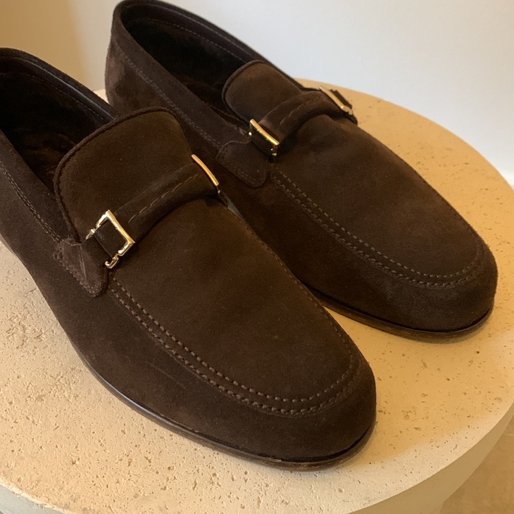 Salvatore Ferragamo - Men’s Dark Brown Suede Loafers - Picture 2 of 8